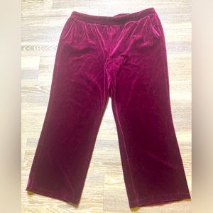Siren by Ralph Lauren 2X velvet velour red purple burgundy pants